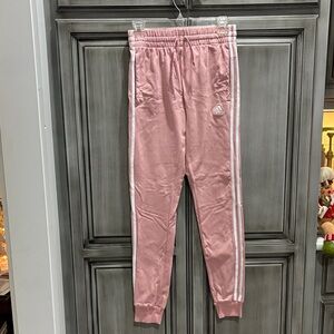 Adidas Light Pink Joggers with White Accents